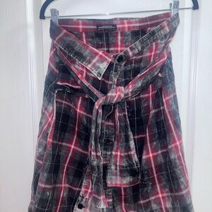 Zara Red and Black Plaid A-Line Skirt
